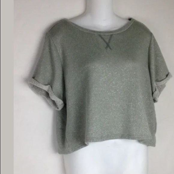 Guess Tops - Shimmery Knit Stretch Crop Blouse